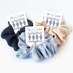 She's A Catch Bachelorette Party Favors, Hair Scrunchie, Coastal Bachelorette, Nautical Bachelorette, Sardine Fisherman Aesthetic Bach