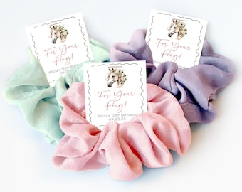 Horse Party Favors for Girls, Hair Scrunchie, For Your Pony, Horse Birthday Favor, Equestrian Party, Western Cowgirl Party Goodie Bag Filler