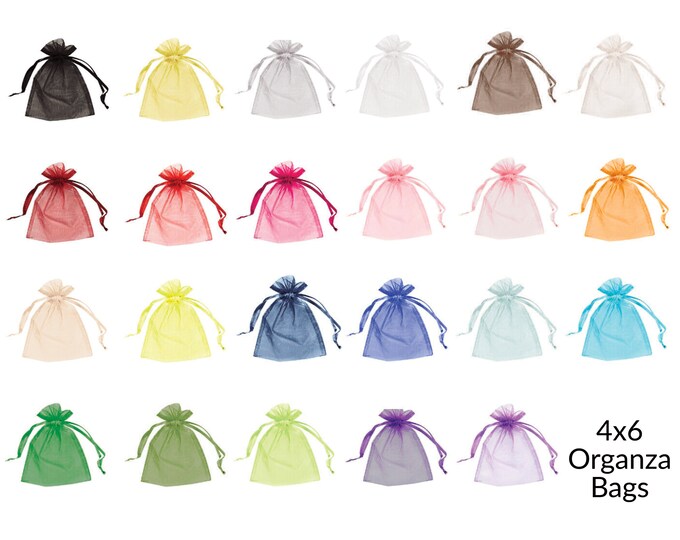 Assorted Solid Color Organza Gift Bags, Sheer Organza Bags, Drawstring