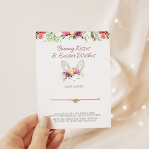 Bracelet Faire un voeu, Cadeaux de Pâques pour panier de Pâques, Cadeaux lapin de Pâques, Remplisseurs de panier de Pâques, Carte de Pâques pour enfants, Cadeaux pour fête de Pâques