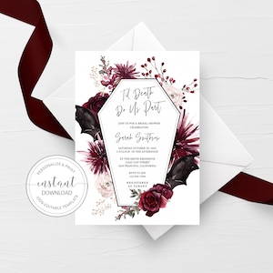 Halloween Bridal Shower Invitation Printable, Til Death Do Us Part Bridal Shower Invitation Template, October Invite, INSTANT DOWNLOAD H100