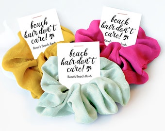 Beach Bachelorette Favors, Hair Scrunchie Beach Hair Don't Care, Beach Bash, Tropical Bachelorette, Destination Mexico Bachelorette Party