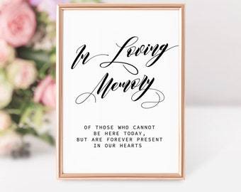 Wedding Memorial Sign, In Loving Memory Wedding Sign Printable, Memorial Table Sign, Remembrance Sign Wedding, INSTANT DOWNLOAD - SFB100