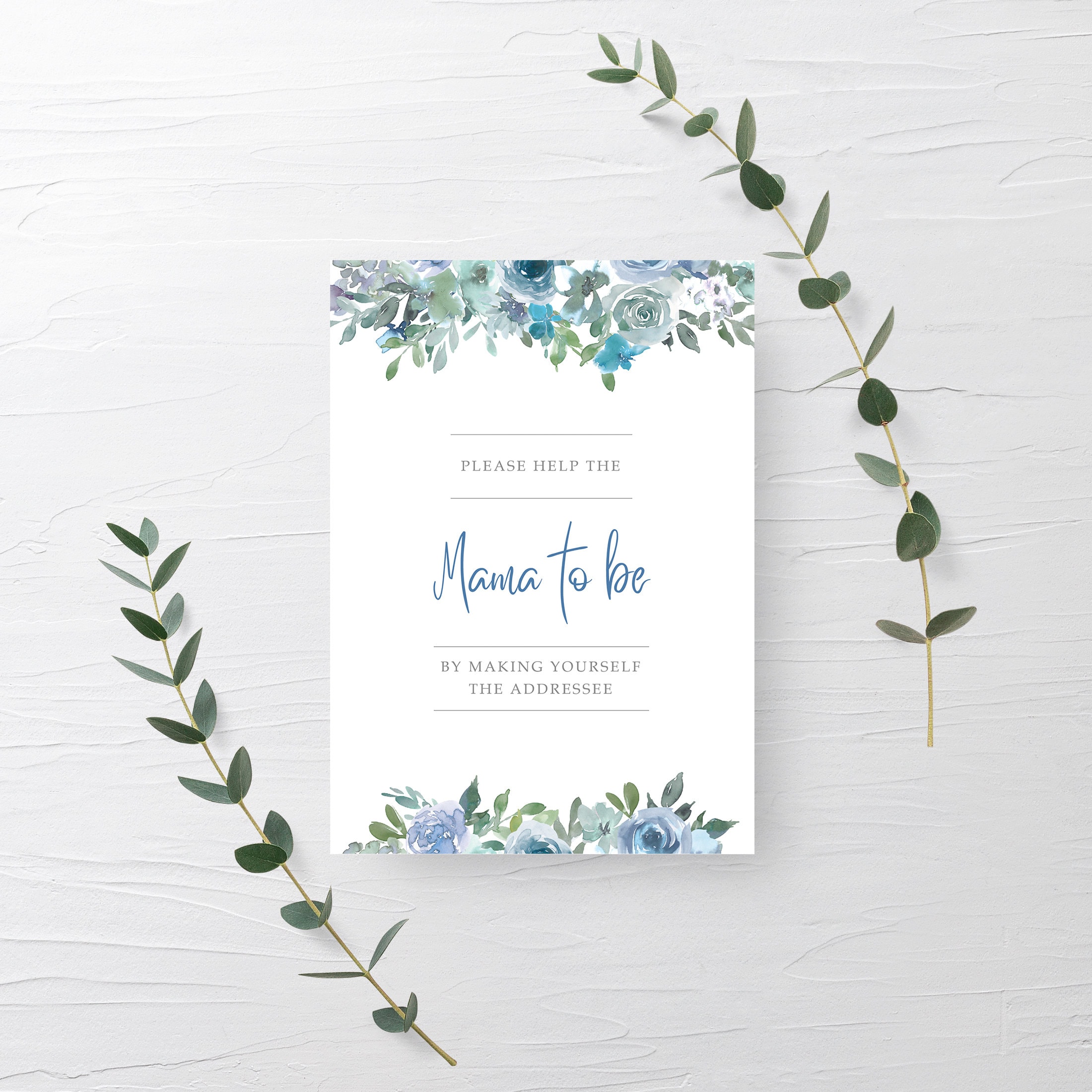 Baby Shower Address an Envelope Sign Printable Blue Floral | Etsy