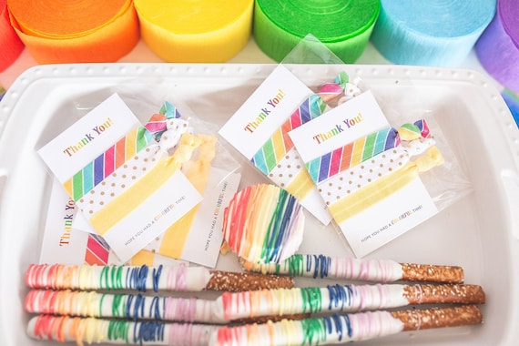Rainbow Party Favors, Rainbow Party Supplies, Rainbow Party Decorations,  Summer Party Favors, Rainbow Birthday Party Favors, Hair Tie Favors 