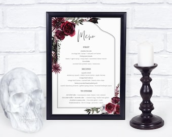 Halloween Menu Template, Halloween Table Decor, Halloween Party Menu Printable, Gothic Menu, Editable DIGITAL DOWNLOAD - H100