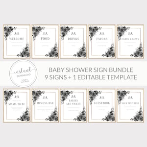 Gothic Baby Shower Sign Bundle, Halloween Baby Shower Table Signs, Printable Halloween Baby Shower Decorations, DIGITAL DOWNLOAD DA100
