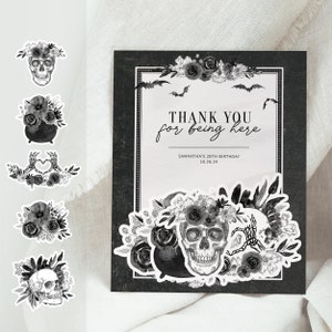 Halloween Birthday Party Favors, Stickers, Gothic Birthday Thank You Guest Gift, RIP Youth, RIP Twenties Thirties, Death To My Youth - DA100