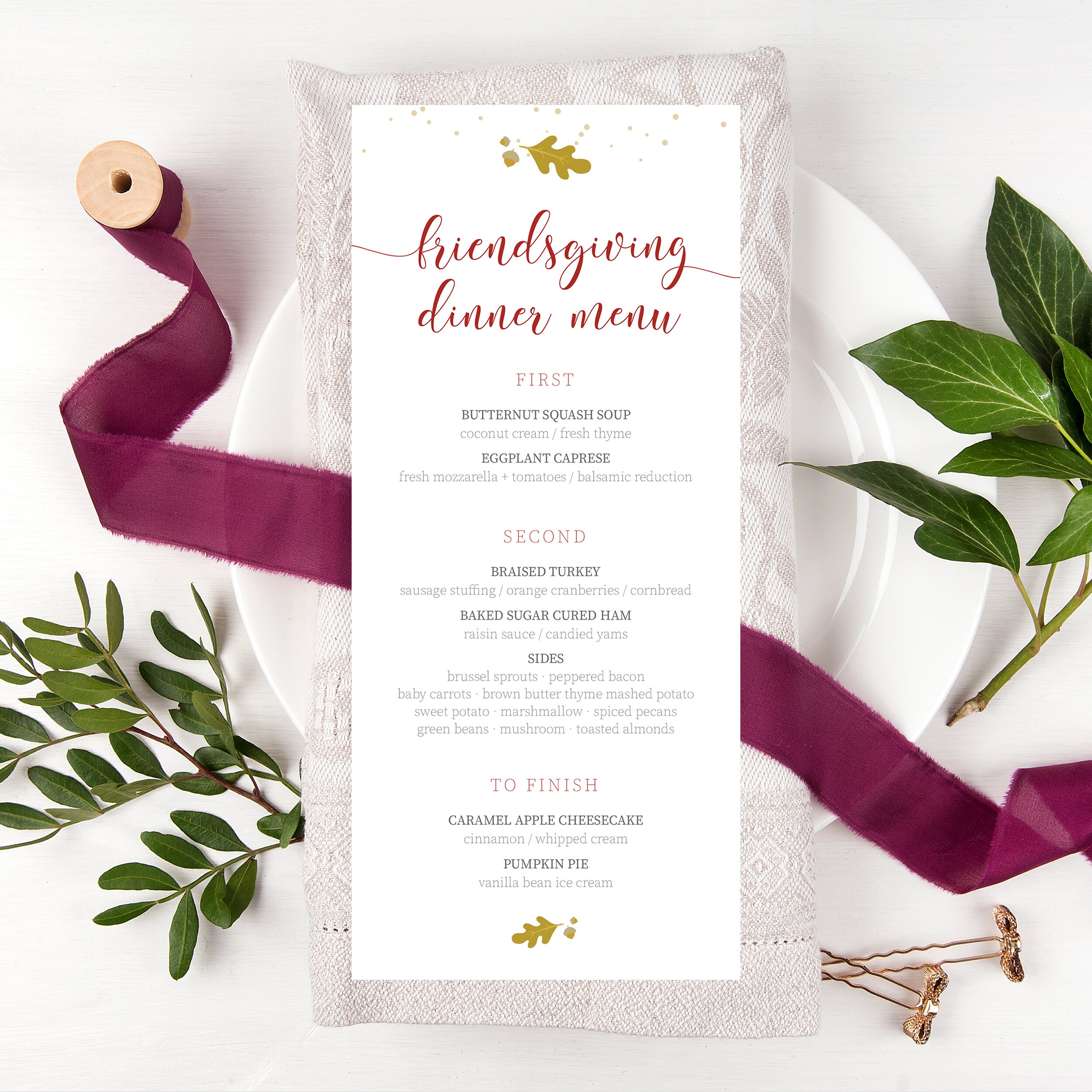 Friendsgiving Menu Template Friendsgiving Decor Etsy
