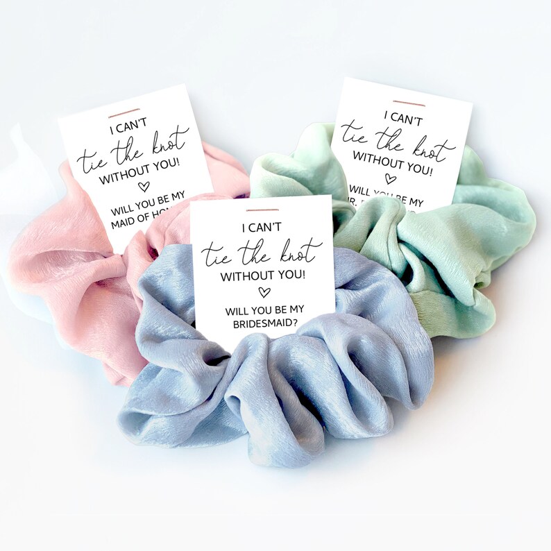 Scrunchie Bridesmaid Proposal Gift, I Can't Tie The Knot Without You, Ask Maid of Honor Gift, Jr Bridesmaid Proposal, Bridesmaid Box Items image 1