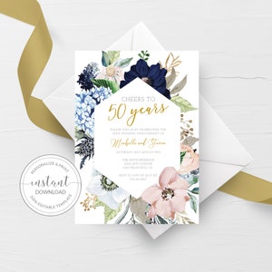 50 Jahre Hochzeitstag Einladung Vorlage, 50 Jahre Jubiläum Einladung Vorlage, 50 Jahre Jubiläum, DIGITAL DOWNLOAD MB100