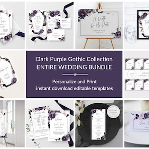 Gotische bruiloft uitnodiging bundel, afdrukbare Halloween bruiloft uitnodiging set, Til Death Do Us Part uitnodiging sjabloon, digitale H100