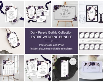 Gothic Wedding Invitation Bundle, Printable Halloween Wedding Invitation Set, Til Death Do Us Part Invitation Template, DIGITAL H100