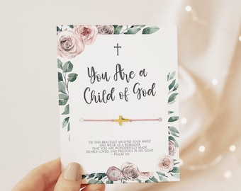 Cross Bracelet Favors, Wish Bracelet, You Are A Child Of God, Christian Gift, Small Youth Group Gifts, GodDaughter Gift, Faith Bracelet