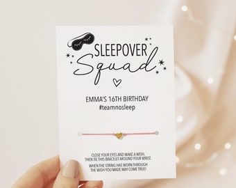 Sleepover Party Favors, Make A Wish Bracelet, Sleepover Squad Gifts for Guests, Slumber Party Favors, Pajama Party, Sleepover Birthday Party