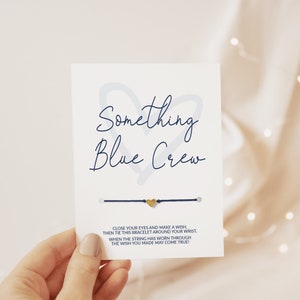 Cadeau de demoiselle d'honneur pour l'équipage quelque chose de bleu, bracelet faire un vœu, articles de la boîte de demoiselle d'honneur, cadeau de mariage, enterrement de vie de jeune garçon, carte quelque chose de bleu