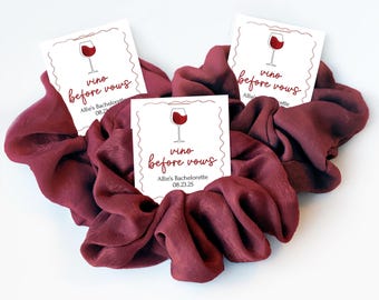 Wine Bachelorette Party Favors, Hair Scrunchie, Vino Before Vows, Winery Bachelorette Favors, Wine Tasting Bachelorette, Vineyard Bach
