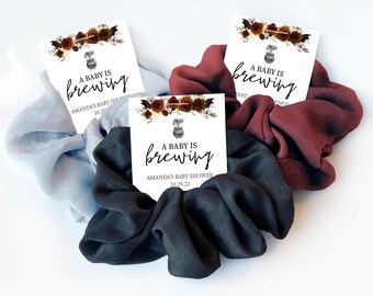 Halloween Baby Shower Favors, Hair Scrunchies, A Baby Is Brewing, October Baby Shower Guest Gifts, Sip and See Goodie Bag Fillers, H300