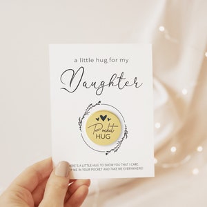 Câlin de poche pour fille, cadeau de maman, je pense à vous, cadeau pour fille, petit câlin pour ma fille, cadeau pour fille