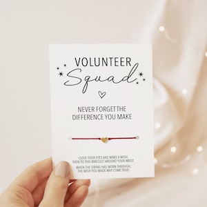 Cadeaux de remerciement pour les bénévoles, Bracelet Faites un vœu, Cadeaux de remerciement pour les bénévoles, Carte de remerciements pour les bénévoles