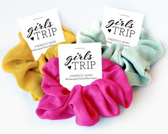 Hair Scrunchie Girls Trip Gifts, Girls Weekend Gifts, Girls Road Trip Gifts, Cheaper Than Therapy Hair Ties Scrunchies, Girls Vacation Gifts
