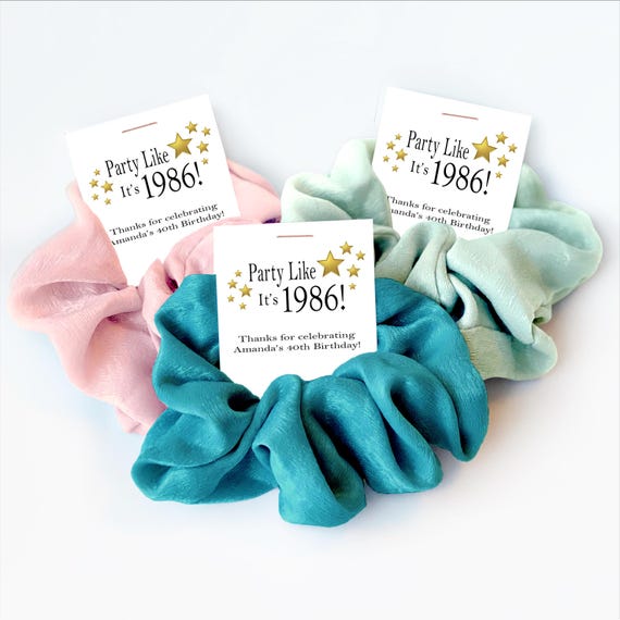 40th Birthday Party Favors, Hair Scrunchies, 40th Birthday Favors for Women, 40th Birthday Supplies, 40 Years, Party Like Its 1986