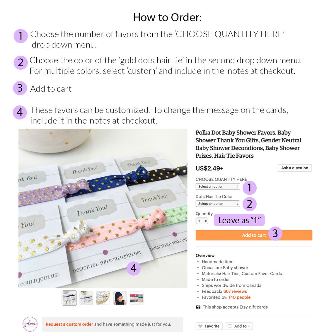 Polka Dot Baby Shower Favors Baby Shower Thank You Gifts