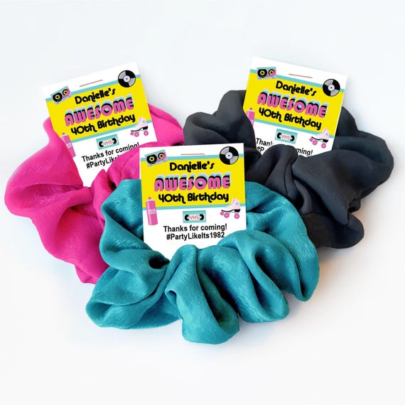 80s Party Favors, Hair Scrunchie Favors, 40th Birthday Party Favors, Retro 80s Birthday Party, Party Like Its 1982, Back To The 80s