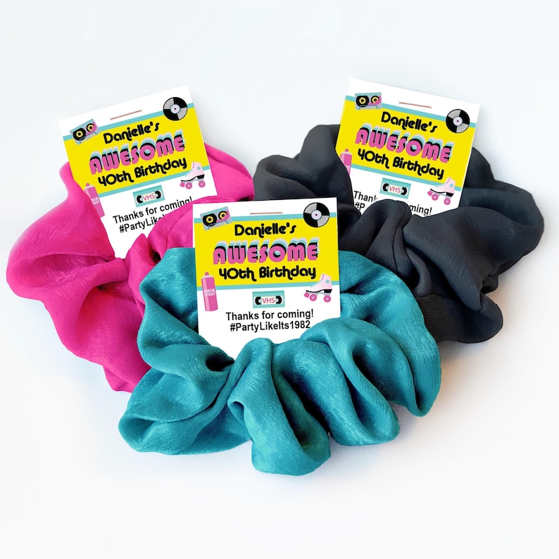Bomboniere anni '80, Bomboniere con elastici per capelli, Bomboniere per il 40° compleanno, Festa di compleanno retrò anni '80, Festa come nel 1982, Ritorno agli anni '80 immagine 1