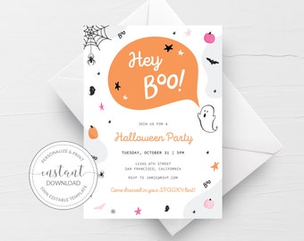 Halloween Party Invitation Kids, Printable Halloween Invitation Template, Cute Halloween Invite Template, Editable INSTANT DOWNLOAD CH100