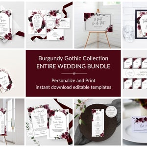 Gotische bruiloft uitnodiging bundel, afdrukbare Halloween bruiloft uitnodiging set, Til Death Do Us Part uitnodiging sjabloon, digitale H100
