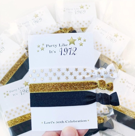 50th Birthday Party Favors, 50th Birthday Favors for Women, 50th Birthday Supplies, 50th Birthday Decor, Hair Tie Favor, Party Like Its 1972