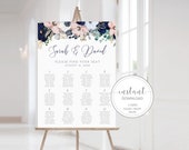 Seating Chart Poster Template, Alphabetical Wedding Seating Chart Board, Wedding Reception Seating Chart Sign Printable, DIGITAL MB100