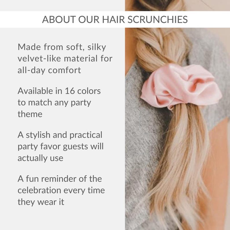 a woman with a pink scrunch on her hair