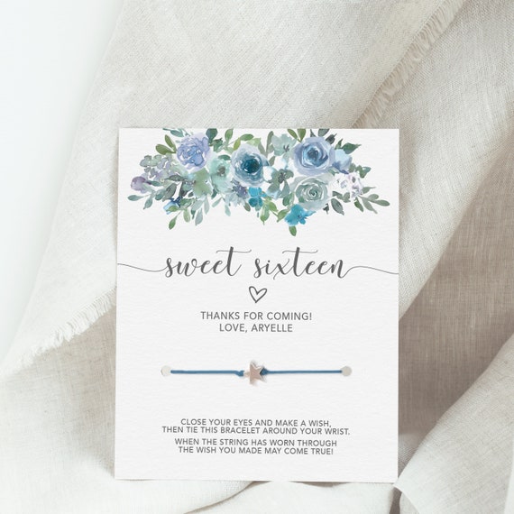 Sweet 16 Favor, Make A Wish Bracelet, 16th Birthday Party Favors