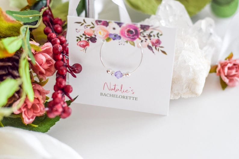 Winery Bachelorette Party Favors, Purple Bachelorette Party Decorations, Wine Bachelorette Theme, Personalized Bachelorette Wine Charms image 10