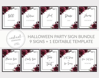 Printable Halloween Party Decorations, Halloween Sign Bundle, Halloween Printables, Halloween Birthday Party Decor, DIGITAL DOWNLOAD H100