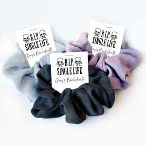 RIP Single Life Bachelorette Favors, Bride Or Die Hair Scrunchies, Gothic Wedding, Til Death Do Us Party Bachelorette Favors, Halloween Bach