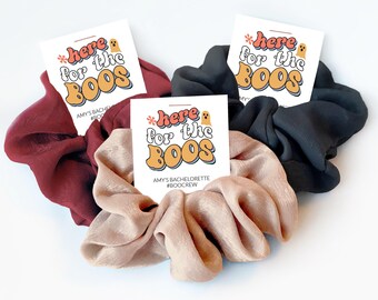 Here For The Boos Hair scrunchie, retro halloween vrijgezellenfeest gunsten, Ghost vrijgezellenfeest, Boo Crew vrijgezellengunsten, boochelorette