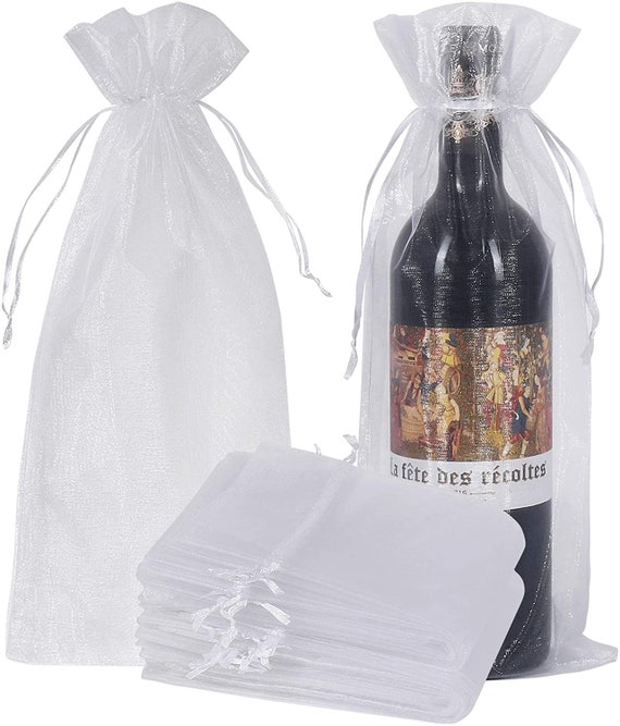 12 Quality white Organza Bags Bottle/Wine bags,Gift bag 6x14" 