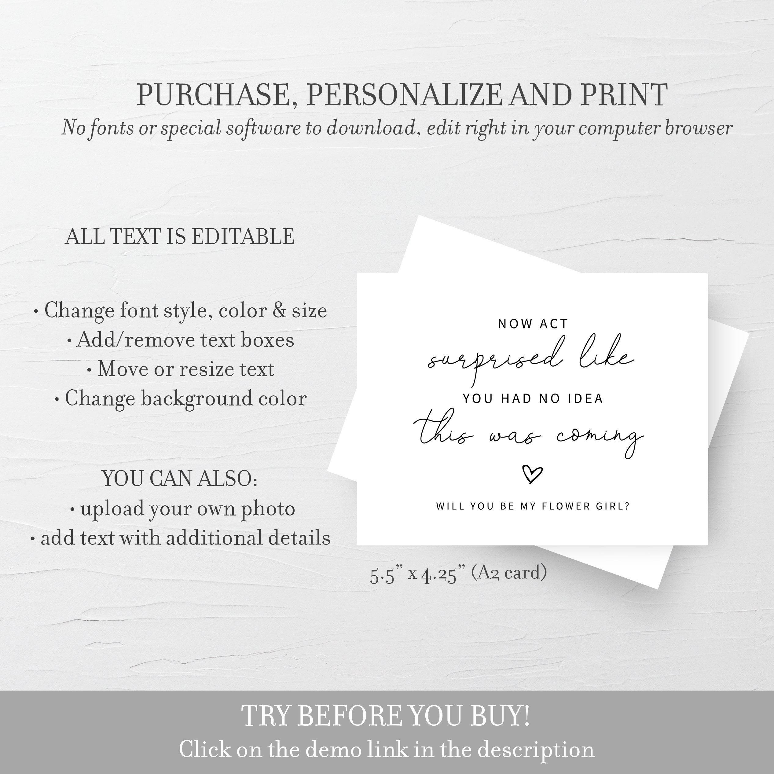 Printable Flower Girl Proposal Card Funny Will You Be My Etsy