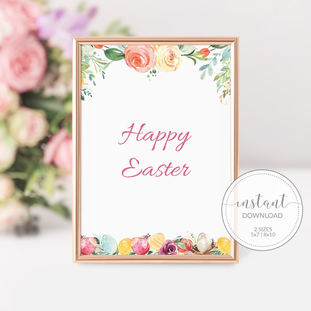 Happy Easter Sign Printable, Easter Sign, Printable Easter Decorations ...