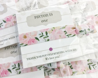 Floral Birthday Party Favors Girls, First Birthday Favors, Hair Tie Birthday Party Thank You Gifts, Birthday Party Decorations - FR100