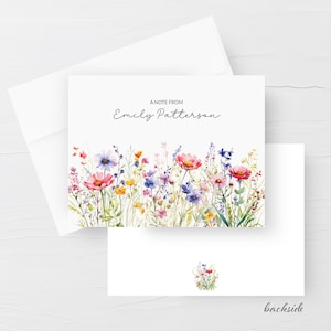 Cartes de correspondance personnalisées avec enveloppes, Cartes de correspondance de fleurs sauvages avec enveloppes, Cartes de correspondance personnalisées, Ensemble de 12 lettres à lettres