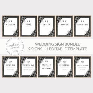 Gothic Wedding Sign Bundle, Halloween Wedding Table Signs, Printable Wedding Decorations, Til Death Do Us Part, DIGITAL DOWNLOAD DA100