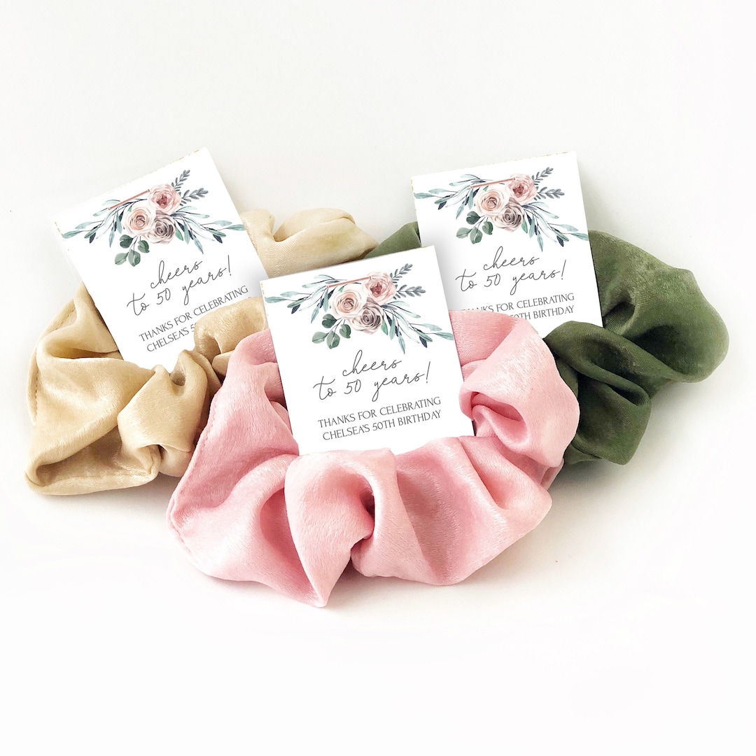 50th Birthday Party Favors, Hair Scrunchies, Boho Rose, 50th Birthday