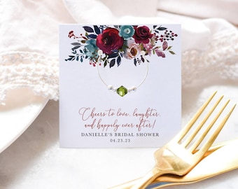 Wine Charm Bridal Shower Favors, Wine Tasting Bridal Shower Decorations Burgundy, Wine Theme Bridal Shower Gifts for Guests - BB100
