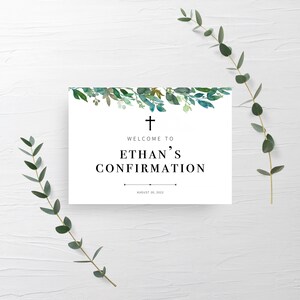 Greenery Confirmation Welcome Sign Template, Large Welcome Sign ...
