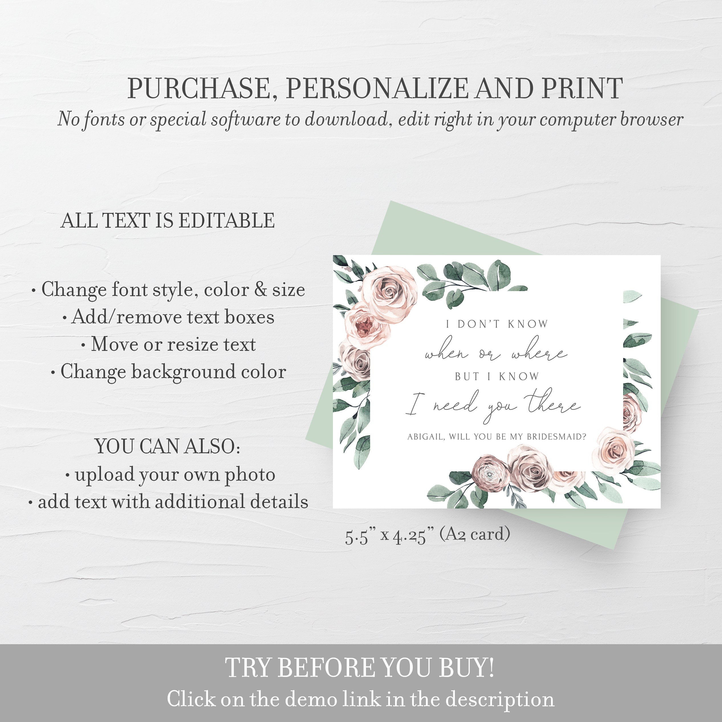 Printable Bridesmaid Proposal Card Funny Will You Be My | Etsy