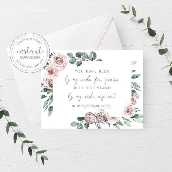 Bridesmaid Proposal Card Printable Bridesmaid Proposal Card | Etsy